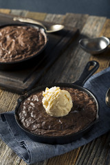 Homemade Sweet Dark Chocolate Brownie in a Skillet