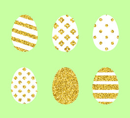 Set of golden Easter eggs