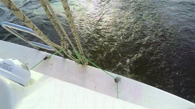 Stern wake. View of poppling water from yacht astern