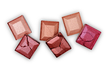 Colored crashed eyeshadow for make up as sample of cosmetic product
