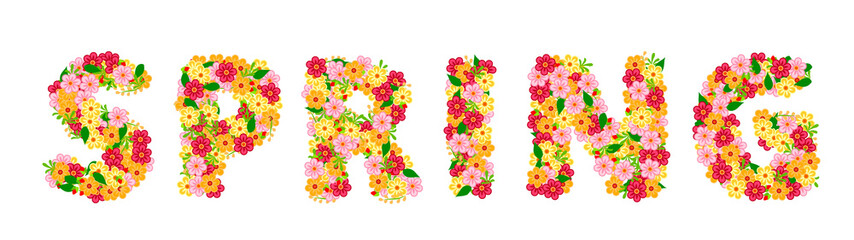 Spring lettering with flowers