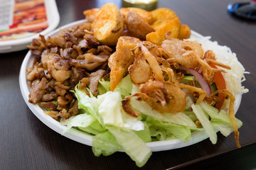 Traditional fast food in Greece called gyros