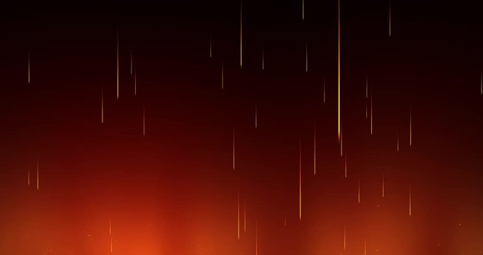Rain of fire / 3D animation of fireballs or comets raining down setting ground alight