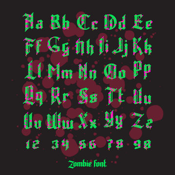 Acid zombie gothic font set