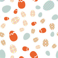 Vector seamless texture. Easter eggs with oriental spring geometric and floral ornaments