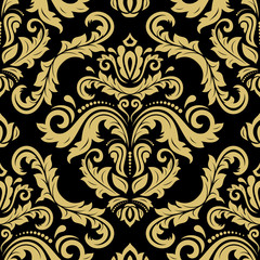 Classic seamless vector black and golden pattern. Traditional orient ornament. Classic vintage background