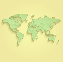 World map separate individual states yellow green vector