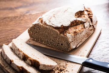 Sliced Bread On Cutting Board