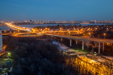 Voronezh highway. Transport interchange with overpass and bridge 