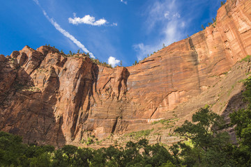 amazing landscape three patriarchs zion national park blue sky