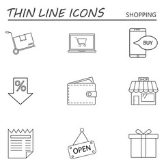Shopping line icons set, outline vector symbol collection, linear pictogram pack isolated on white