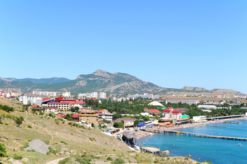 Fototapeta na wymiar View of the bay of the resort town of Sudak