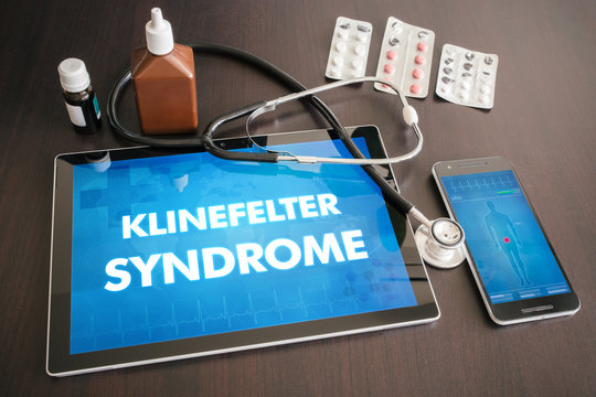 Klinefelter syndrome (endocrine disease) diagnosis medical concept on tablet screen with stethoscope