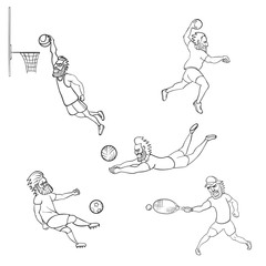 Set of athlete different sports