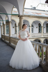 Beautiful bride in wedding dress before wedding ceremony