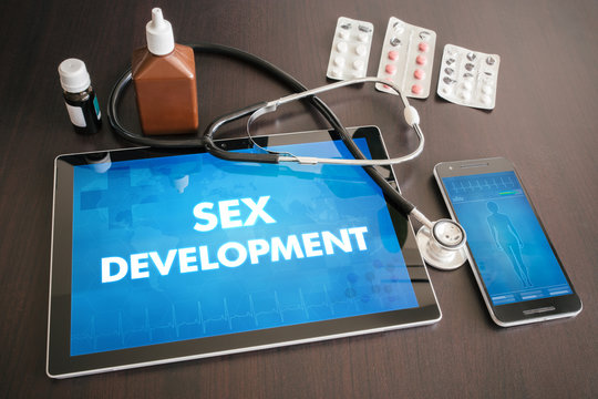 Sex development (endocrine disease related) diagnosis medical concept on tablet screen with stethoscope