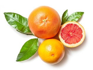 grapefruits on white background