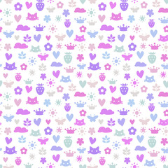 Children drawings color seamless pattern. Doodle children drawing background. 