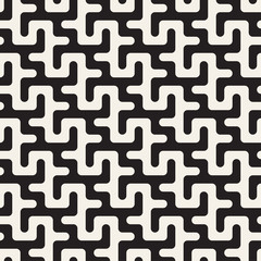 Maze Tangled Lines Contemporary Graphic. Vector Seamless Black and White Pattern.