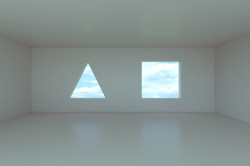 3d rendering of empty room with a windows