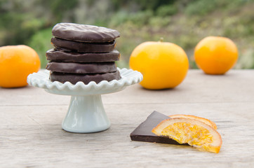 Candied orange slices covered with chocolate