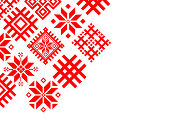 Belarusian national ornament of red runes on a white background
