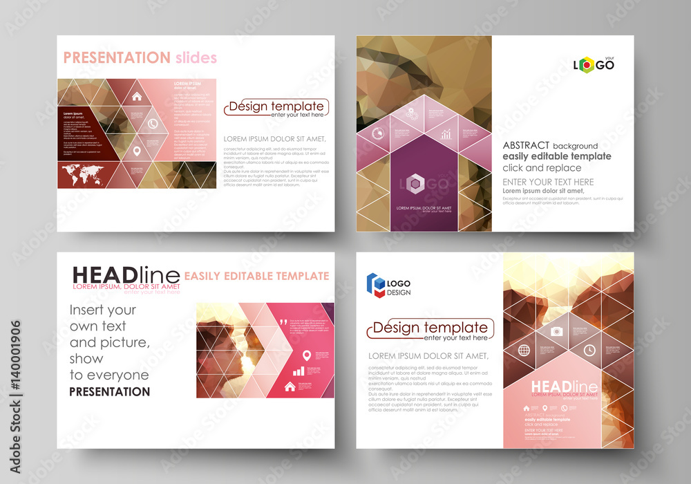 Poster set of business templates for presentation slides. easy editable abstract vector layouts in flat des