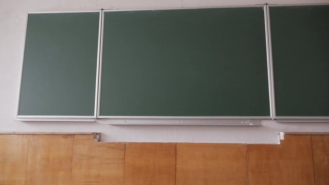 Panoramic view of the blackboard in the classroom, lecture hall
