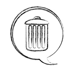 blurred contour dialogue box with silhouette metal trash bin vector illustration