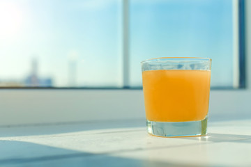 Orange juice on the window