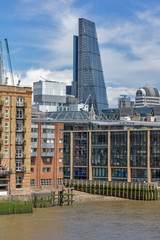 LONDON, ENGLAND - JUNE 15 2016: Panoramic view of Thames River in City of London, England, Great Britain