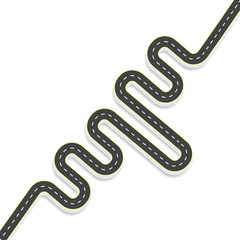 Fototapeta premium Winding road with markings. Form propeller shaft. View from above on a diagonal. With shadow. illustration