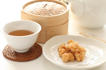 Yum Cha food, deep fried sesame seed bal