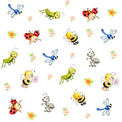 Cute insects background patterns