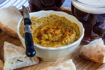 Traditional hummus with pita.