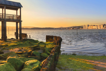 Under the viewpoint at sunset