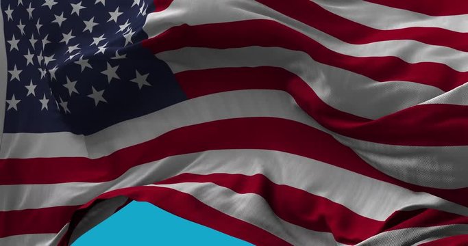 National Flag of the USA waving in the wind slow motion Seamless Loop Animation