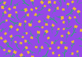 Fototapeta na wymiar Flowers vector Pattern with bright spring colours 