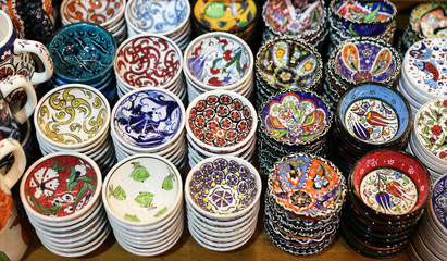 Fototapeta na wymiar Turkish Ceramics in Grand Bazaar