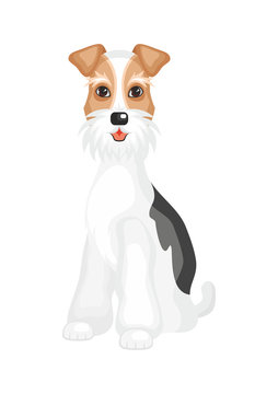  Fox Terrier. Vector image of a cute purebred dogs in cartoon style.