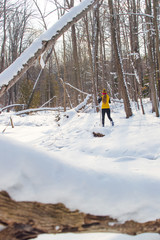 Woman cross country skiing