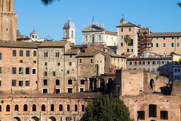 Obraz premium Trajan's Market and Torre delle Milizie in Rome, Italy