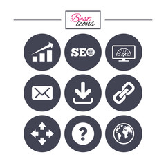 Internet, seo icons. Bandwidth speed sign.