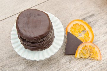 Candied orange slices covered with chocolate