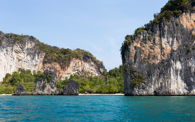 The Small, Secluded Beach of the Trees Covered Island. Koh Hong Island at Phang Nga Bay near Krabi and Phuket. Thailand.