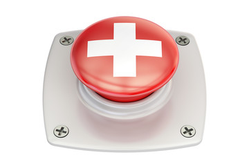 Fototapeta premium Switzerland flag push button, 3D rendering