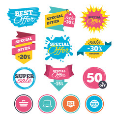 Fototapeta premium Online shopping icons. Notebook pc, cart, buy.