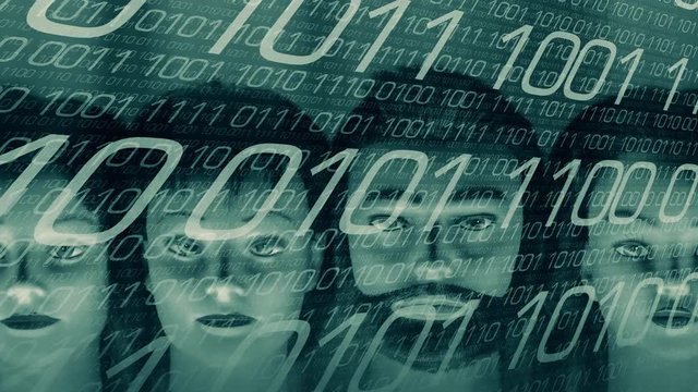 Computer screen binary code, hacker cyber attack