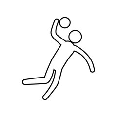 eps 10 vector thin line Handball sport icon. Summer sport activity pictogram for web, print, mobile. Black athlete sign isolated on gray. Hand drawn competition symbol. Graphic design clip art