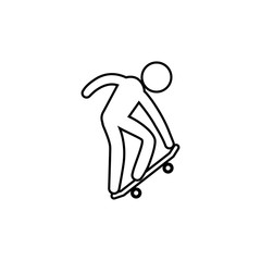 Fototapeta na wymiar eps 10 vector thin line Skateboarding sport icon. Summer sport activity pictogram for web, print, mobile. Black athlete sign isolated on gray. Hand drawn competition symbol. Graphic design clip art